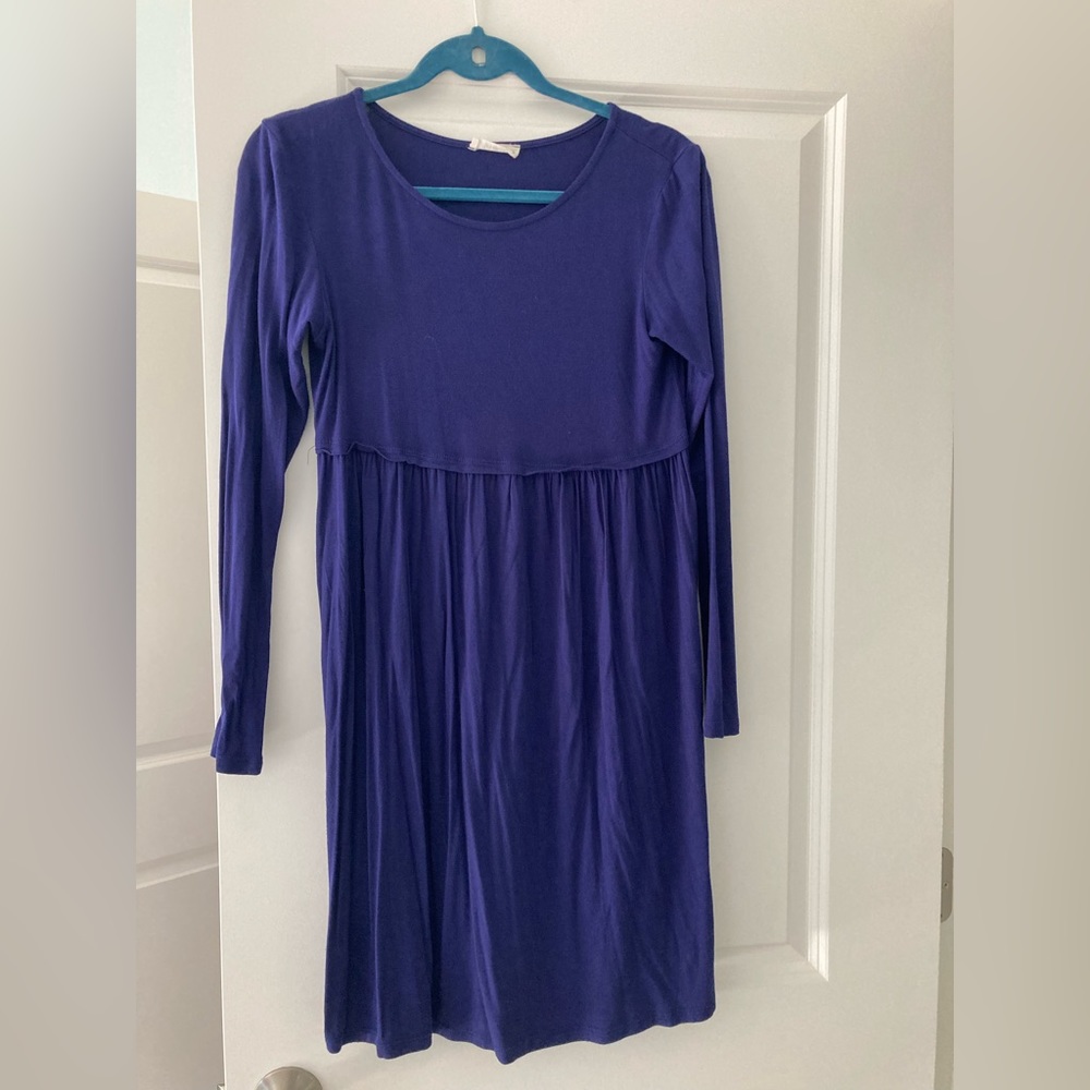 Navy Long sleeve Knee Length Maternity Dress EUC